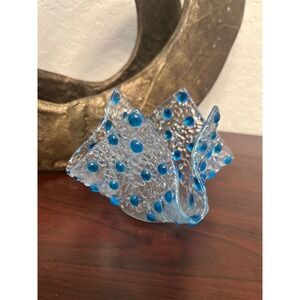 Handmade fused glass handkerchief tea light holder